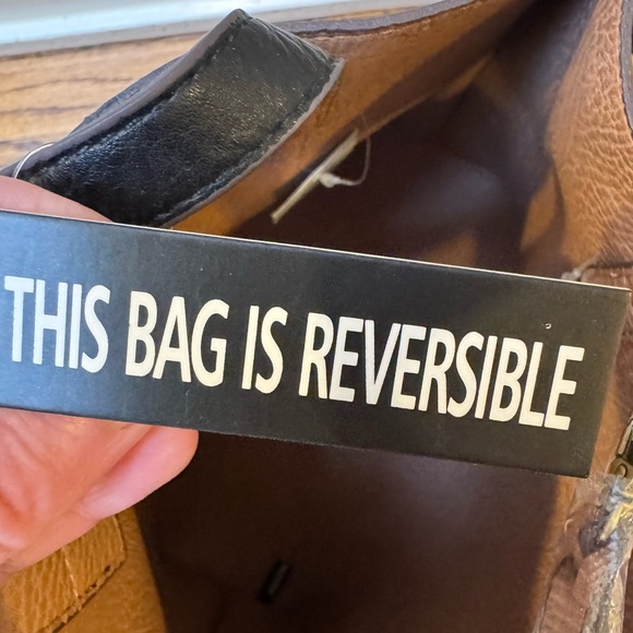 Elegant Black Vegan Leather Reversible Tote Bag - Picture 2 of 7